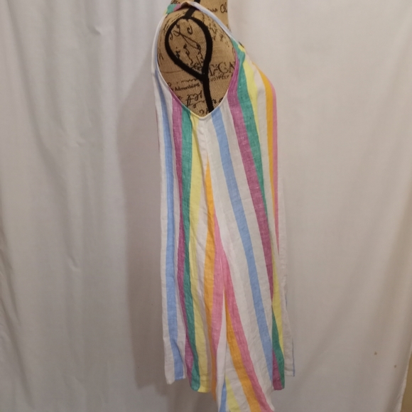 NWT 100% LINEN RAINBOW STRIPED DRESS SMALL - Picture 3 of 6